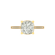 Cushion Cut Lab Grown Diamond Engagement Ring with Pave Band