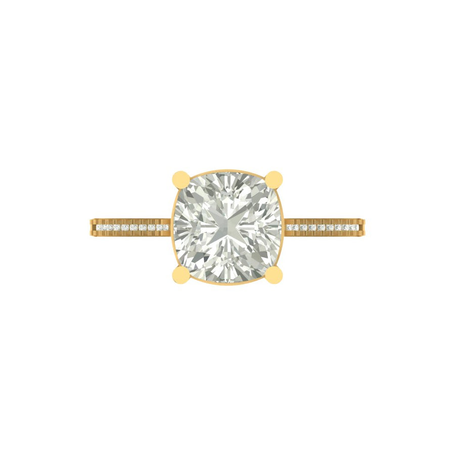 Cushion Cut Lab Grown Diamond Engagement Ring with Pave Band