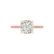 Cushion Cut Lab Grown Diamond Engagement Ring with Pave Band