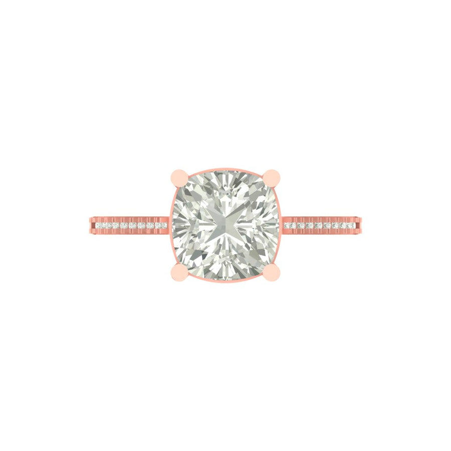 Cushion Cut Lab Grown Diamond Engagement Ring with Pave Band