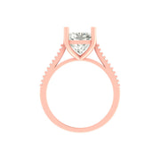 Cushion Cut Lab Grown Diamond Engagement Ring with Pave Band