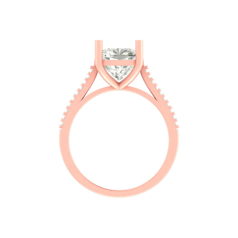 Cushion Cut Lab Grown Diamond Engagement Ring with Pave Band
