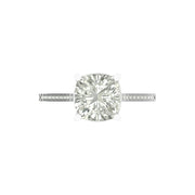 Cushion Cut Lab Grown Diamond Engagement Ring with Pave Band