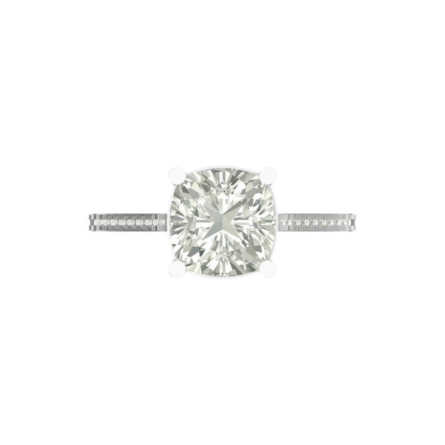 Cushion Cut Lab Grown Diamond Engagement Ring with Pave Band