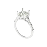 Cushion Cut Lab Grown Diamond Engagement Ring with Pave Band