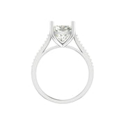 Cushion Cut Lab Grown Diamond Engagement Ring with Pave Band