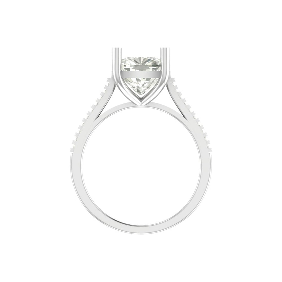 Cushion Cut Lab Grown Diamond Engagement Ring with Pave Band