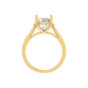 Cushion Cut Lab Grown Diamond Engagement Ring with Pave Band