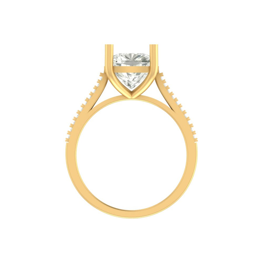 Cushion Cut Lab Grown Diamond Engagement Ring with Pave Band