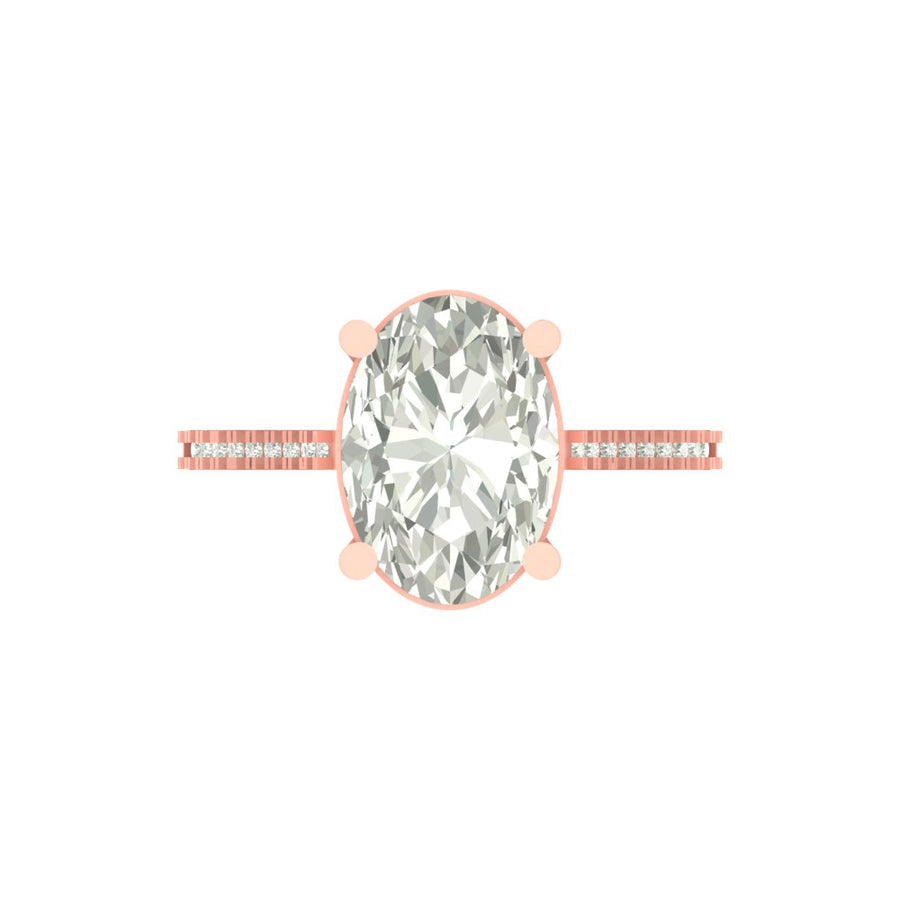 Elegant Oval Cut Lab Grown Diamond Engagement Ring with Pave Band