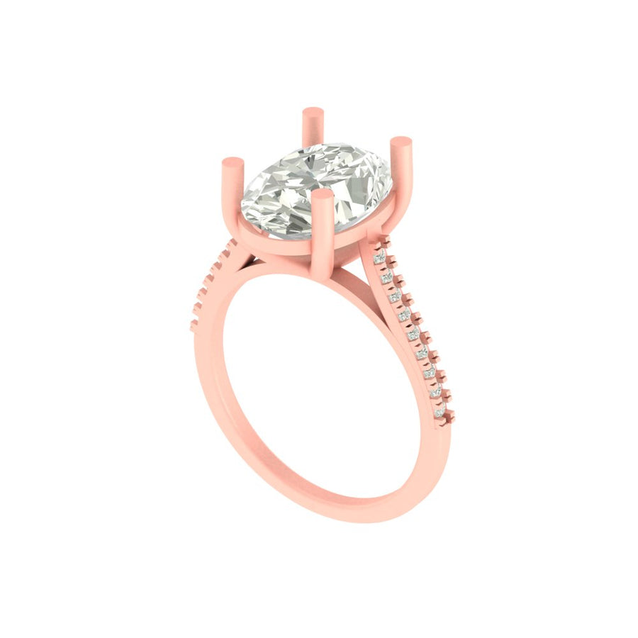 Elegant Oval Cut Lab Grown Diamond Engagement Ring with Pave Band