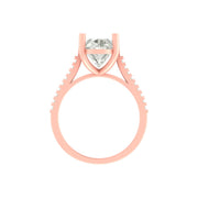 Elegant Oval Cut Lab Grown Diamond Engagement Ring with Pave Band