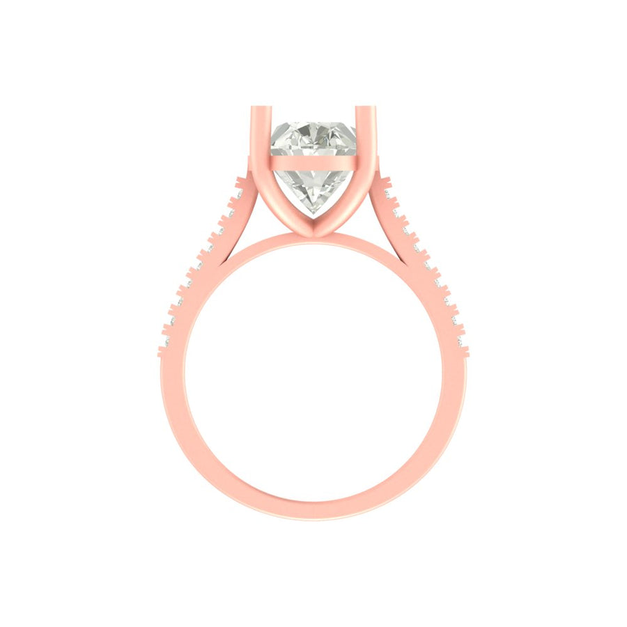 Elegant Oval Cut Lab Grown Diamond Engagement Ring with Pave Band