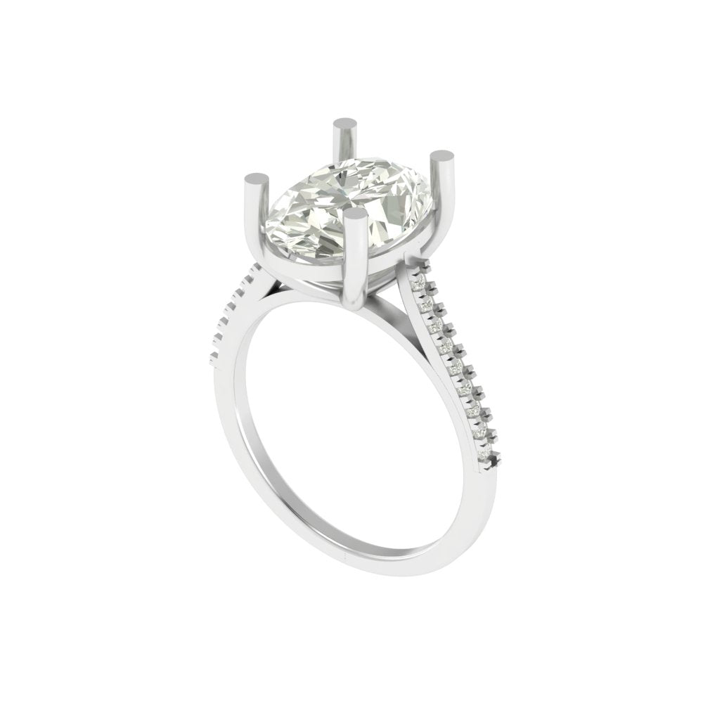 Elegant Oval Cut Lab Grown Diamond Engagement Ring with Pave Band