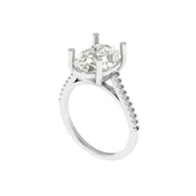 Elegant Oval Cut Lab Grown Diamond Engagement Ring with Pave Band