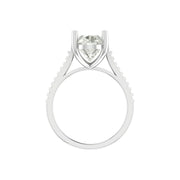 Elegant Oval Cut Lab Grown Diamond Engagement Ring with Pave Band