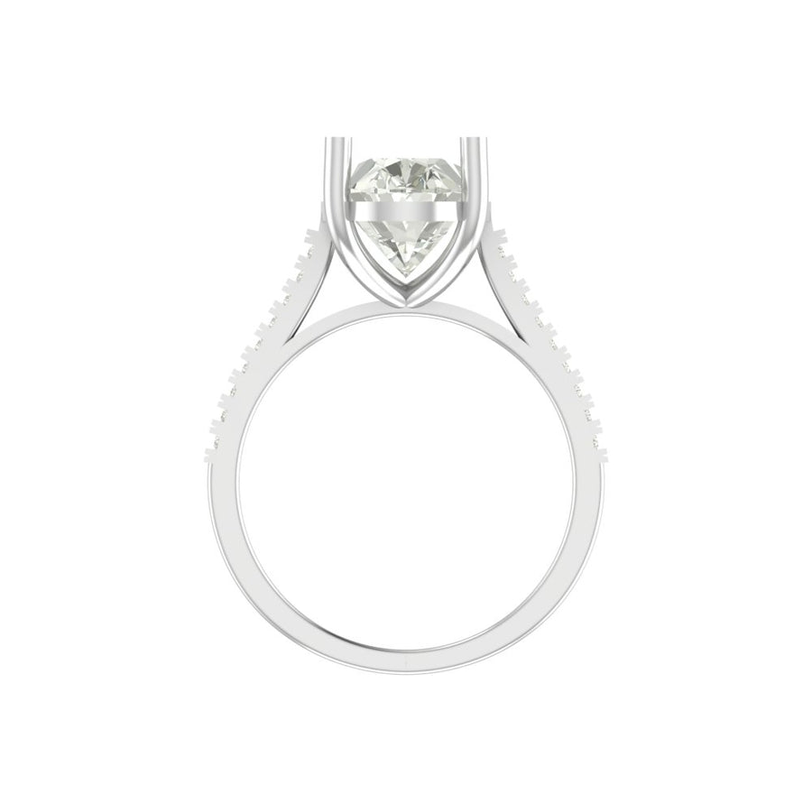 Elegant Oval Cut Lab Grown Diamond Engagement Ring with Pave Band