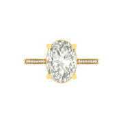 Elegant Oval Cut Lab Grown Diamond Engagement Ring with Pave Band