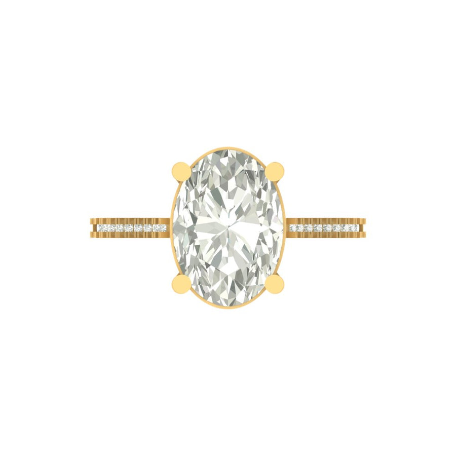 Elegant Oval Cut Lab Grown Diamond Engagement Ring with Pave Band