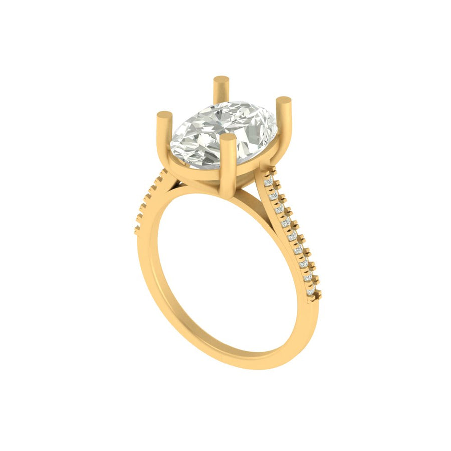Elegant Oval Cut Lab Grown Diamond Engagement Ring with Pave Band