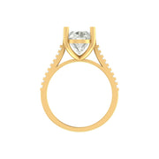 Elegant Oval Cut Lab Grown Diamond Engagement Ring with Pave Band