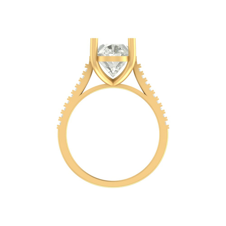 Elegant Oval Cut Lab Grown Diamond Engagement Ring with Pave Band