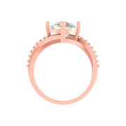 Twist Design Round Diamond Ring in Gold with Side Diamonds