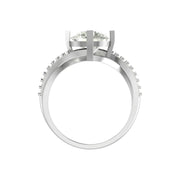 Twist Design Round Diamond Ring in Gold with Side Diamonds