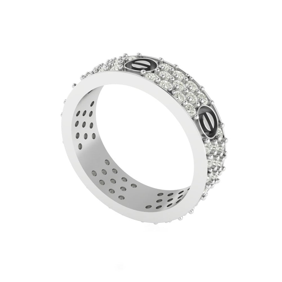 Unique Pave Diamond and Oval Design Ring