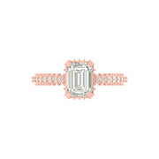 Emerald Cut Lab Grown Diamond Engagement Ring with Milgrain Detail