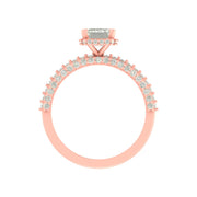Emerald Cut Lab Grown Diamond Engagement Ring with Milgrain Detail