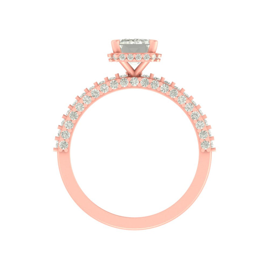 Emerald Cut Lab Grown Diamond Engagement Ring with Milgrain Detail