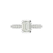 Emerald Cut Lab Grown Diamond Engagement Ring with Milgrain Detail