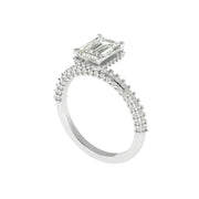 Emerald Cut Lab Grown Diamond Engagement Ring with Milgrain Detail