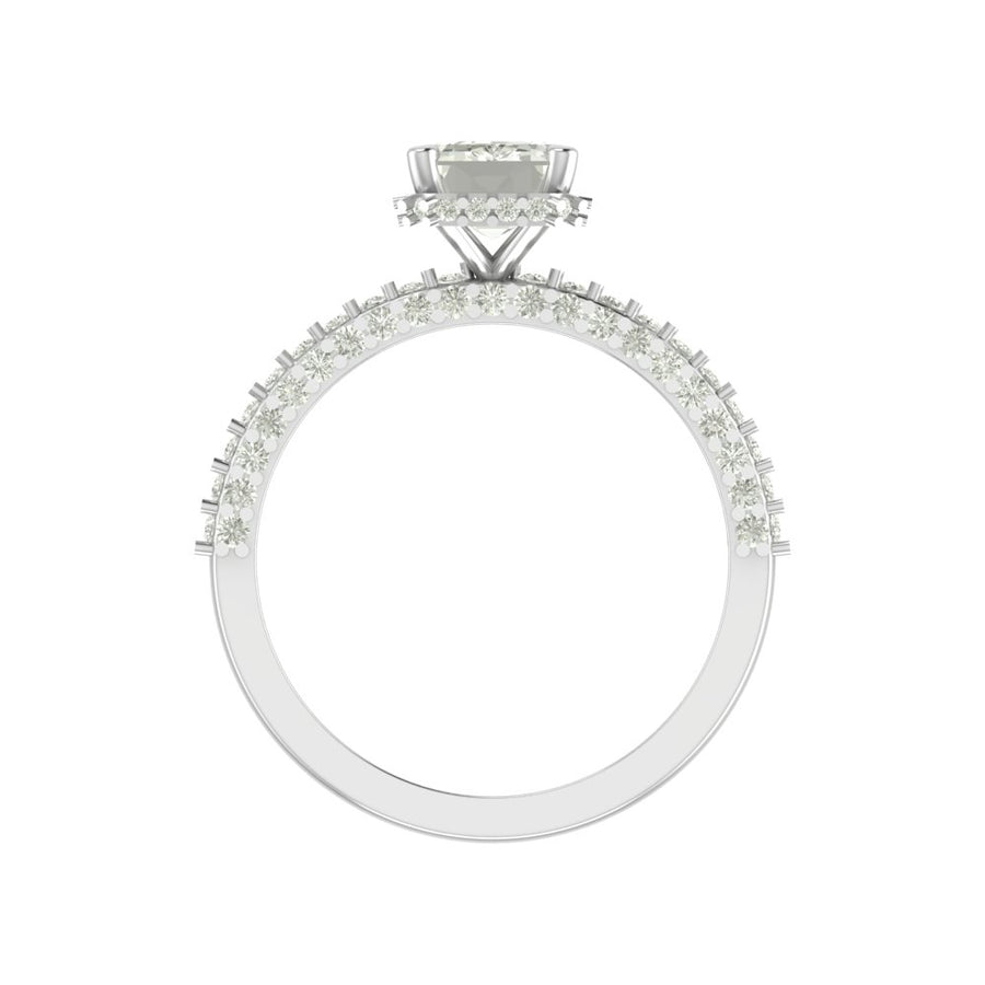 Emerald Cut Lab Grown Diamond Engagement Ring with Milgrain Detail