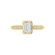 Emerald Cut Lab Grown Diamond Engagement Ring with Milgrain Detail
