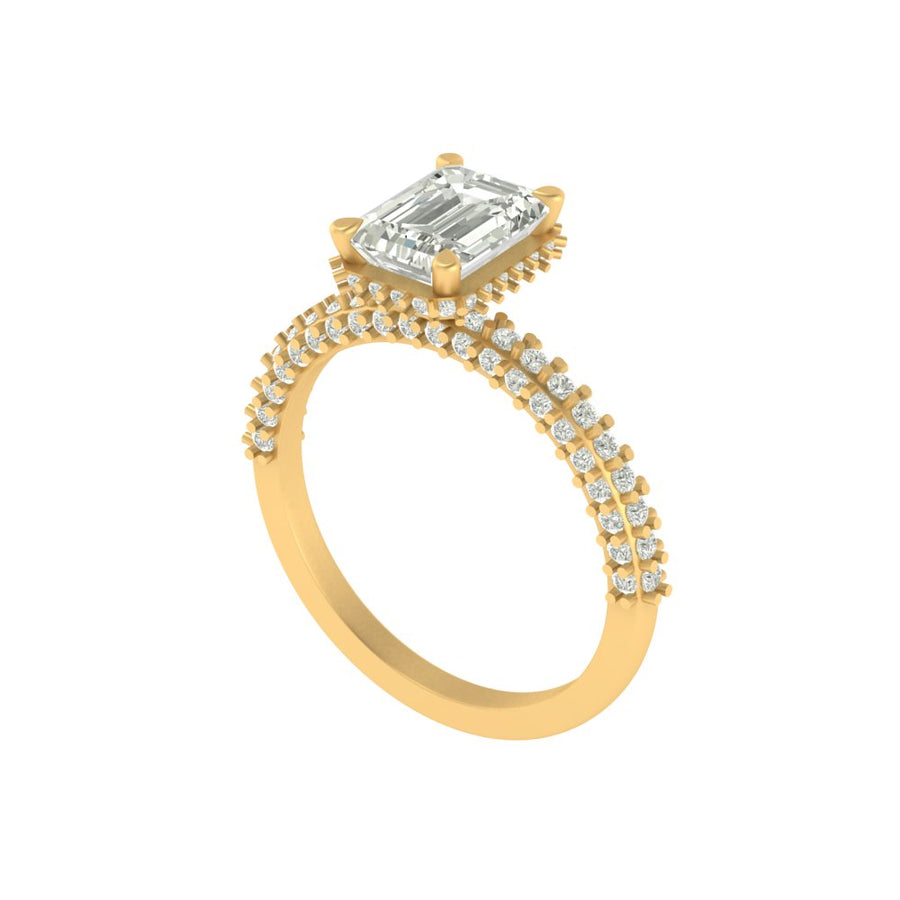 Emerald Cut Lab Grown Diamond Engagement Ring with Milgrain Detail
