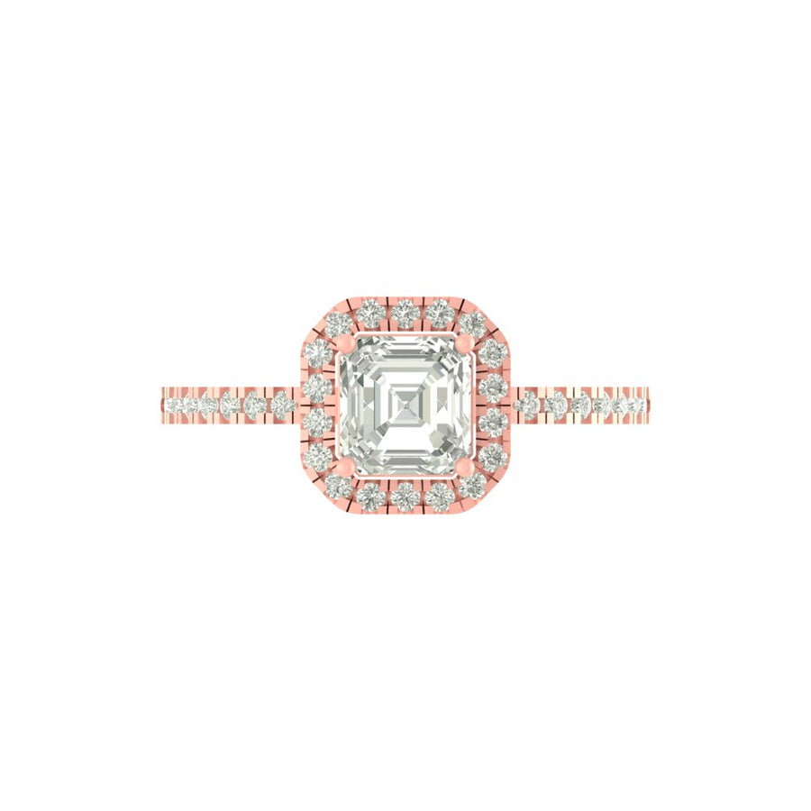 Celestia Halo Asscher Cut Diamond Ring in 14K/18K Gold