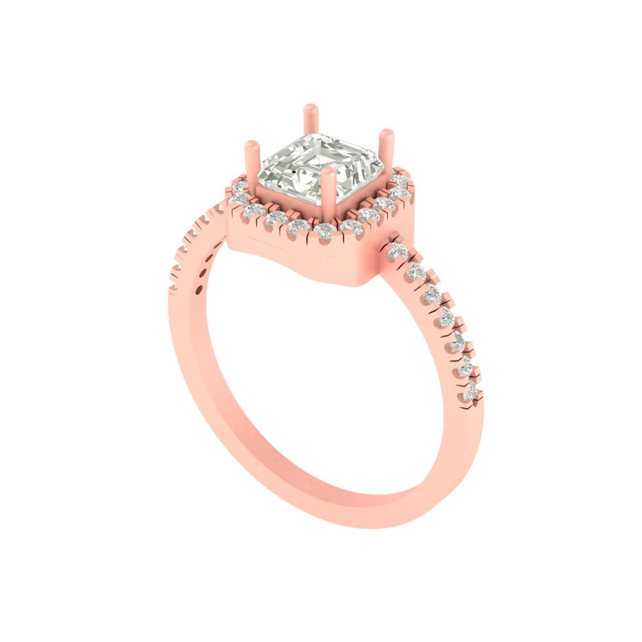 Celestia Halo Asscher Cut Diamond Ring in 14K/18K Gold