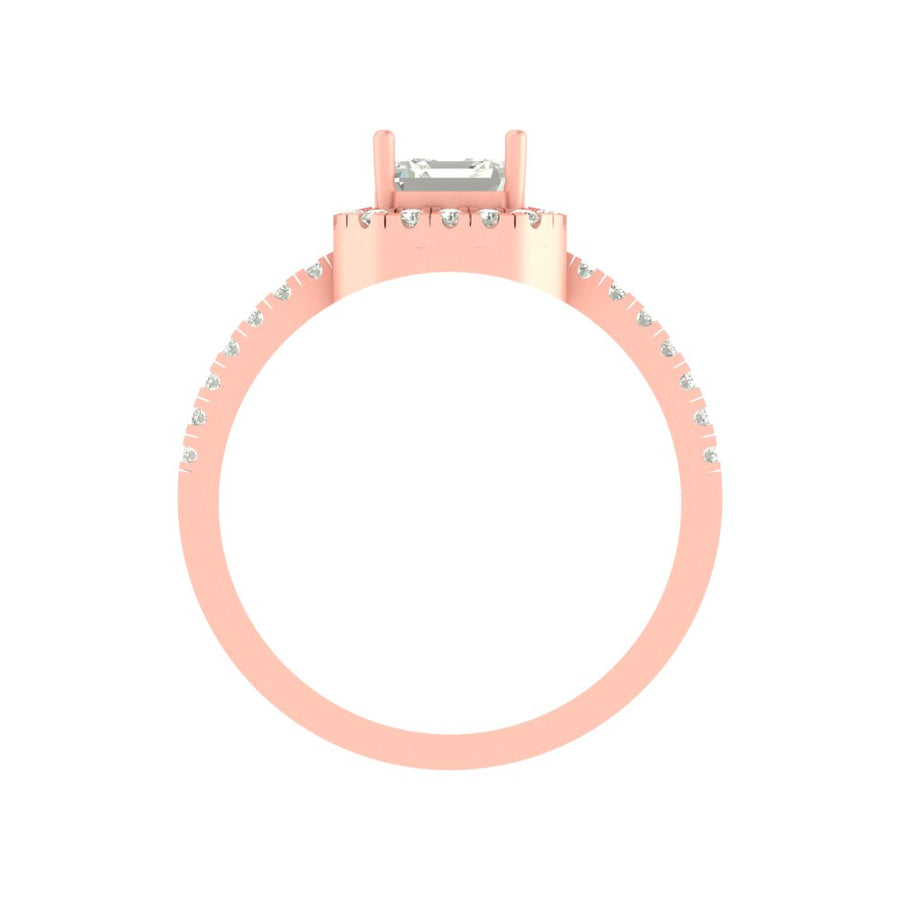 Celestia Halo Asscher Cut Diamond Ring in 14K/18K Gold