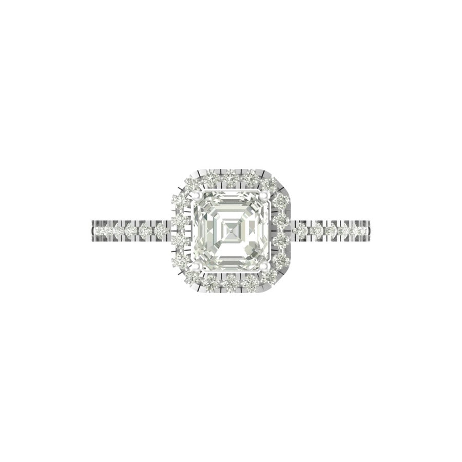 Celestia Halo Asscher Cut Diamond Ring in 14K/18K Gold