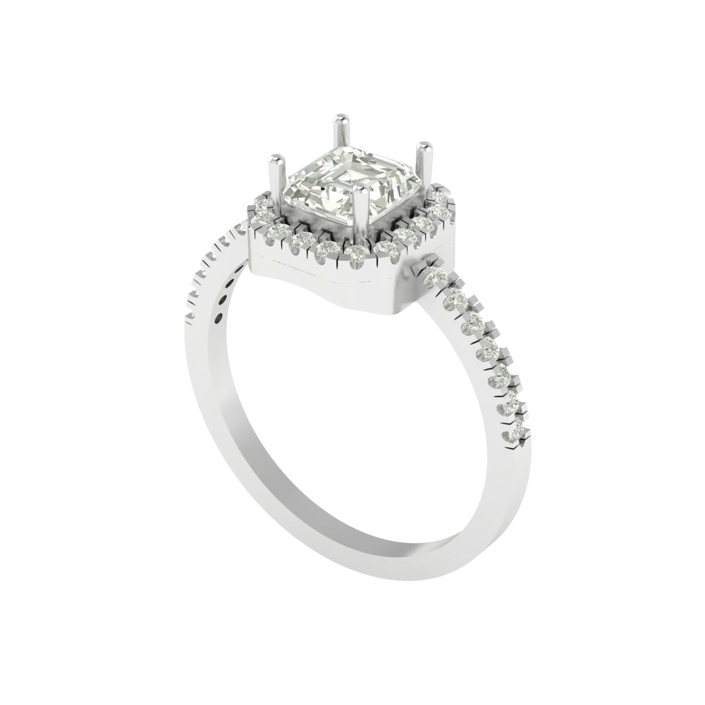Celestia Halo Asscher Cut Diamond Ring in 14K/18K Gold