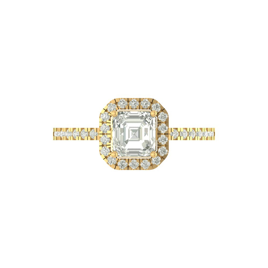 Celestia Halo Asscher Cut Diamond Ring in 14K/18K Gold