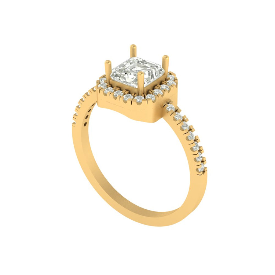 Celestia Halo Asscher Cut Diamond Ring in 14K/18K Gold