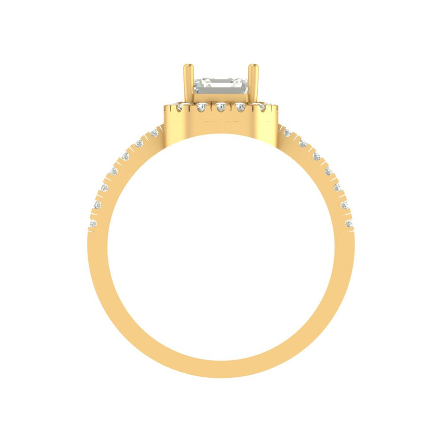 Celestia Halo Asscher Cut Diamond Ring in 14K/18K Gold