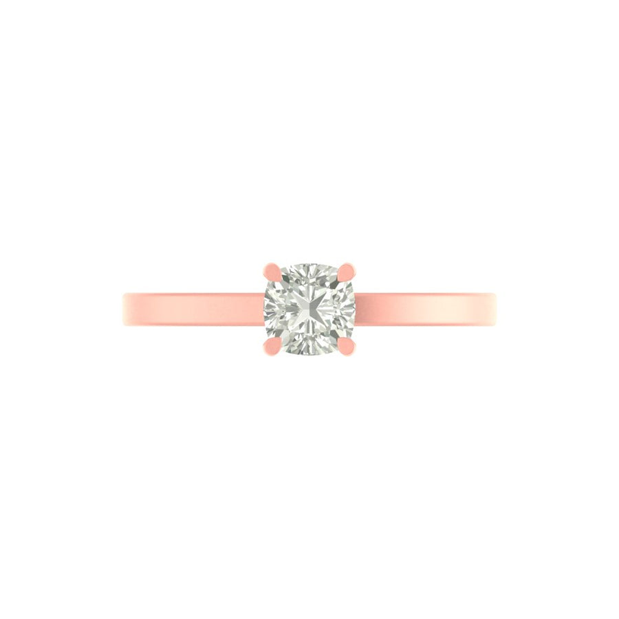 1.00 Ct Cushion-Cut Lab Diamond Solitaire Ring | Minimalist Engagement Ring | Lightweight 14K/18K Gold