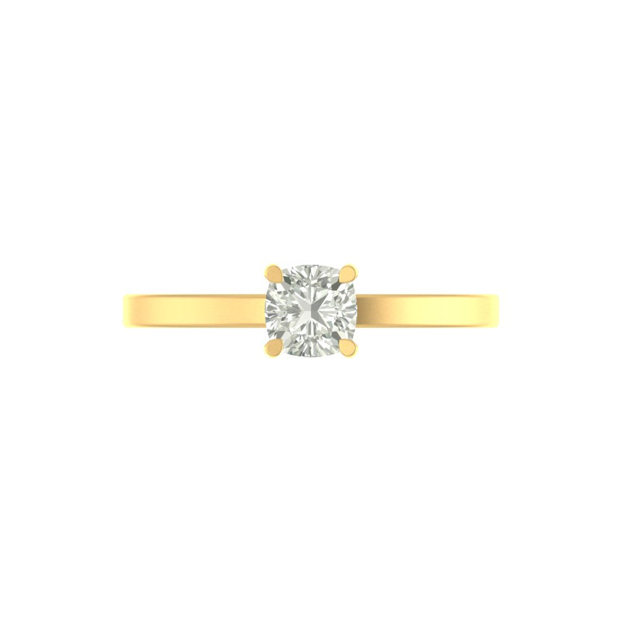 1.00 Ct Cushion-Cut Lab Diamond Solitaire Ring | Minimalist Engagement Ring | Lightweight 14K/18K Gold