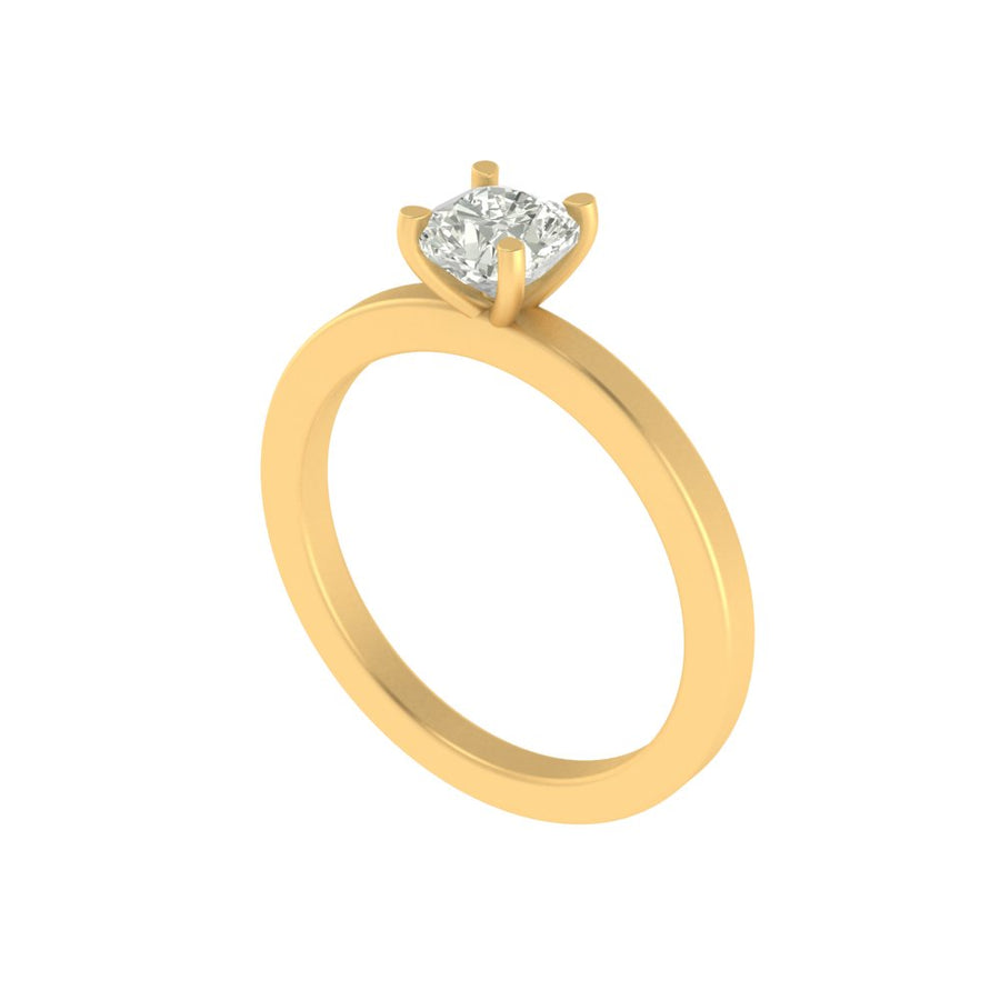 1.00 Ct Cushion-Cut Lab Diamond Solitaire Ring | Minimalist Engagement Ring | Lightweight 14K/18K Gold