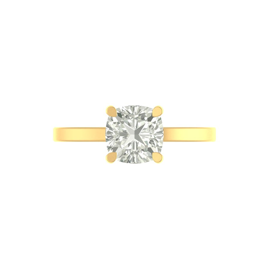 Cushion-Cut Solitaire Diamond Ring – Lab-Grown | 3.00 Carat | 14K / 18K Yellow Gold