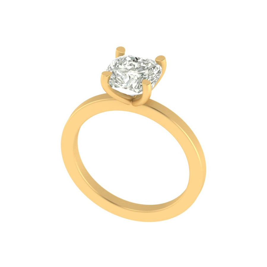Cushion-Cut Solitaire Diamond Ring – Lab-Grown | 3.00 Carat | 14K / 18K Yellow Gold